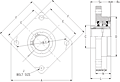 Single V-Lock Four Bolt Square Flange Block - Dimensional Drawing