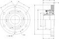 Single V-Lock Four Bolt Square Flange Block - Dimensional Drawing