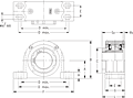 Single V-Lock Four-Bolt Pillow Block - Dimensional Drawing