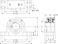 Single V-Lock Four-Bolt Pillow Block - Dimensional Drawing