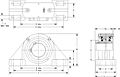 Single V-Lock Four-Bolt Pillow Block - Dimensional Drawing
