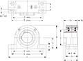 Single V-Lock Four-Bolt Pillow Block - Dimensional Drawing