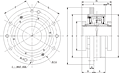 Double V-Lock Piloted Flange Cartridge - Dimensional Drawing