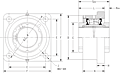 Double V-Lock Four Bolt Square Flange Block - Dimensional Drawing