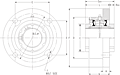 Double V-Lock Round Flange Block - Dimensional Drawing