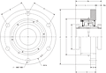 Double V-Lock Four Bolt Square Flange Block - Dimensional Drawing