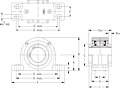 Double V-Lock Four-Bolt Pillow Block - Dimensional Drawing