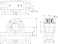 Double V-Lock Four-Bolt Pillow Block - Dimensional Drawing