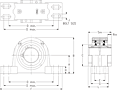 Double V-Lock Four-Bolt Pillow Block - Dimensional Drawing