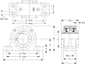 Double V-Lock Four-Bolt Pillow Block - Dimensional Drawing