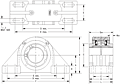 Double V-Lock Four-Bolt Pillow Block - Dimensional Drawing