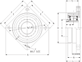 Tapered Adapter Four Bolt Square Flange Block - Dimensional Drawing