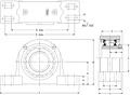 Tapered Adapter Four-Bolt Pillow Block - Dimensional Drawing