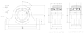 Type E Single Collar Pillow Block-4Bolt_Dimensions