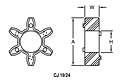 Curved Jaw Coupling Spiders, CJ Series - Metric, DimDraw CJ 19/24
